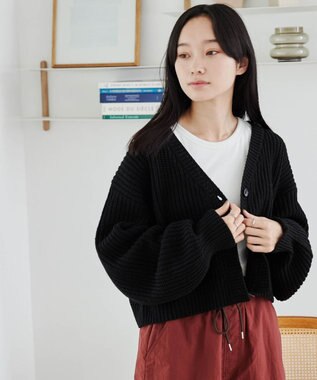 WEGO Vネックカラーカーディガン ブラック