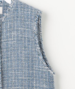 自由区 ファンシーノットツイード ジレ ブルー