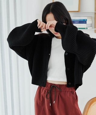 WEGO Vネックカラーカーディガン ブラック