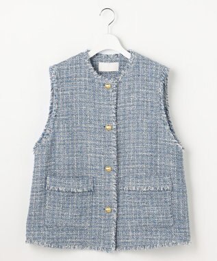 自由区 ファンシーノットツイード ジレ ブルー
