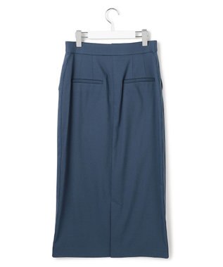 ICB 【CLASSY.掲載・裏起毛】 ウォームサテン Iラインスカート ブルーグレー系