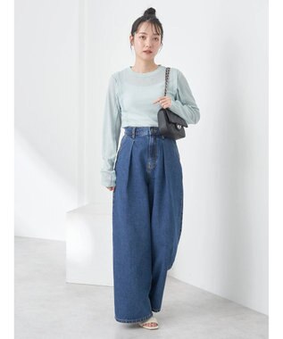 earth music&ecology タックワイドデニムパンツ Medium Indigo