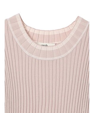 earth music&ecology ノースリーブラインニットプルオーバー Mocha