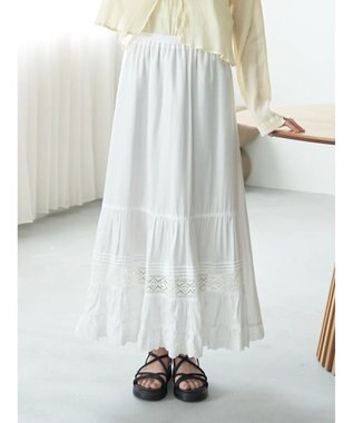 earth music&ecology レースティアードスカート Ivory