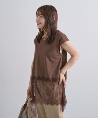 Green Parks 裾レースイレヘムフレンチＴシャツ Brown