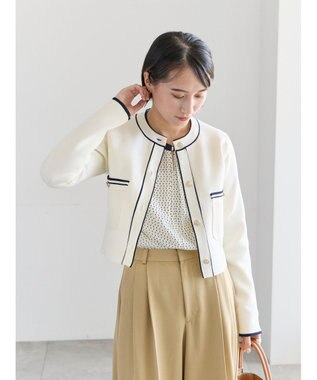 Te chichi ミラノリブ配色ラインカーディガン オフホワイト