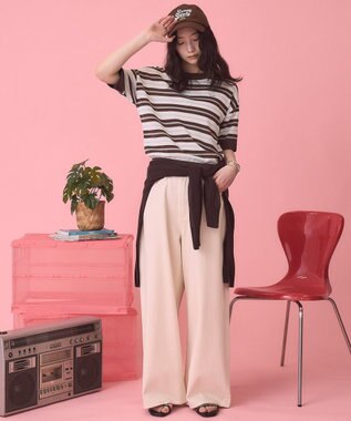 AMERICAN HOLIC 【PENNEY'S】レトロボーダー半袖ニット Ivory