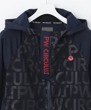 PW CIRCULUS 【MEN】【撥水/防風/ストレッチ】ロゴプリント ジップアップ フーデッド ブルゾン ネイビー系