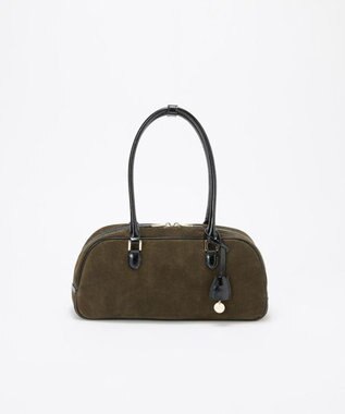 TOPKAPI 【TREASURE TOPKAPI】スエード エナメルコンビ ワイド ボストンバッグ チャーム付き カーキ