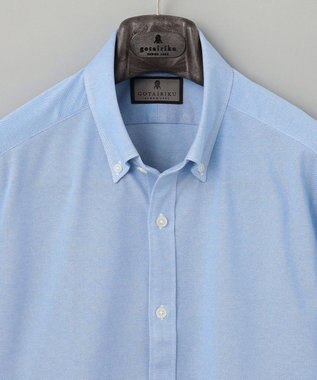 GOTAIRIKU 【吸水速乾】クールマックス鹿の子 ビズシャツ_ボタンダウン サックスブルー系