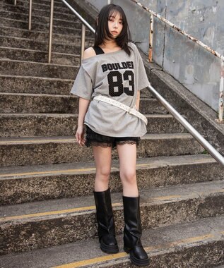 WEGO タンクレイヤードワンショルビッグT 杢グレー