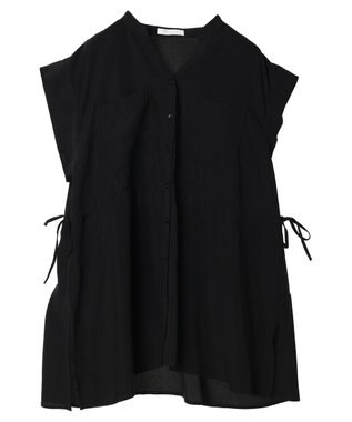 Green Parks ウエストドロストフレンチスリーブチュニック Black