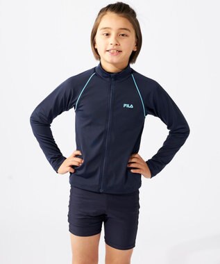 OP／FILA 【FILA】男女兼用ベーシックラッシュガード ネイビー×ホワイト