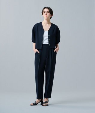 uncrave ウォッシャブルダブルクロス ブラウス ネイビー