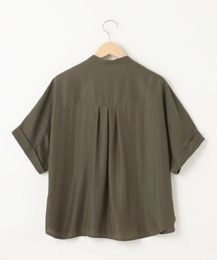 SHARE PARK LADIES 【洗える】ドルマンスリーブサテンシャツ カーキ系