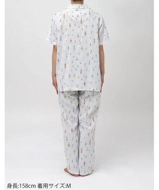 Wing パジャマ 綿100%(本体) 楊柳素材 高島ちぢみ（R） 3Lまで対応 大きいサイズ 5分袖 半袖 長ズボン レディース EP8047 ウイング／ワコール グレー