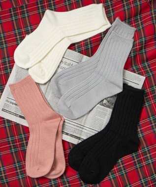 WEGO 【あったか】ぽかぽか裏起毛リブソックス サックス