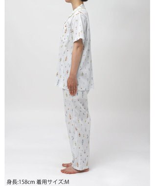Wing パジャマ 綿100%(本体) 楊柳素材 高島ちぢみ（R） 3Lまで対応 大きいサイズ 5分袖 半袖 長ズボン レディース EP8047 ウイング／ワコール グレー