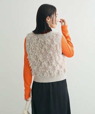 Green Parks フリンジニットベスト Light Gray