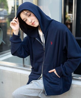 WEGO 【WEB限定/ユニセックス着用ITEM/25年秋冬新作/SMLサイズ展開】別注U.S.POLO ASSN.　ZIPパーカー ネイビー