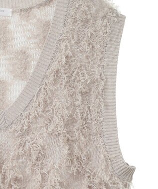 Green Parks フリンジニットベスト Light Gray