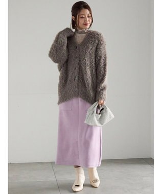 Te chichi シャギーVネックカーディガン グレー