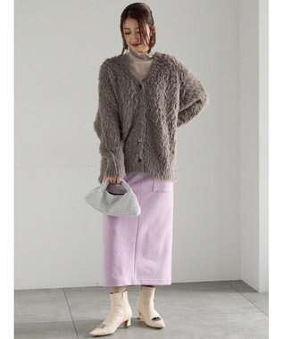 Te chichi シャギーVネックカーディガン グレー