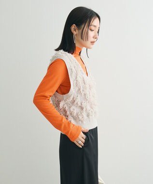 Green Parks フリンジニットベスト Light Gray