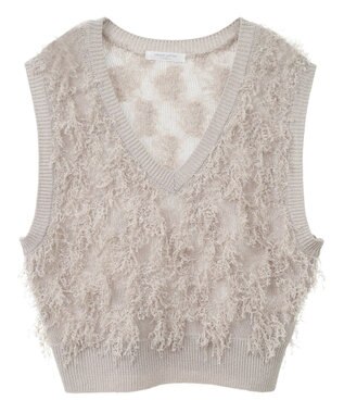 Green Parks フリンジニットベスト Light Gray