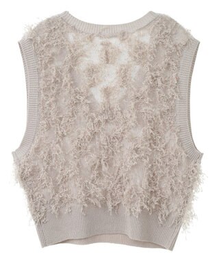 Green Parks フリンジニットベスト Light Gray