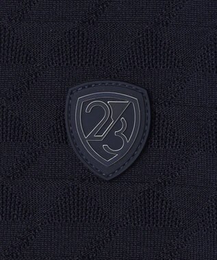 23区GOLF 【WOMEN】フラッグジャガードニットポロシャツ ストレッチ 半袖 ネイビー系