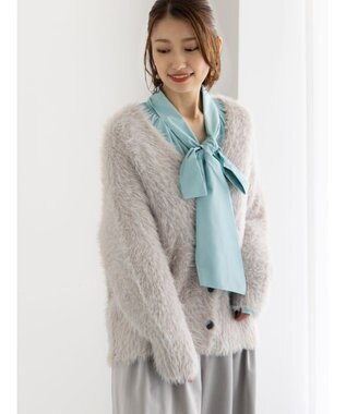 Te chichi シャギーVネックカーディガン Ｓグレー