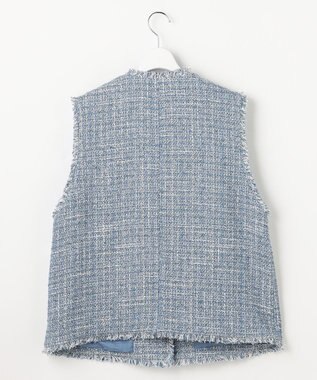 自由区 ファンシーノットツイード ジレ ブルー