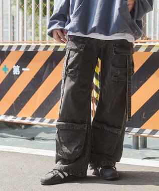 WEGO マルチポケットデニムパンツ デニムブラック