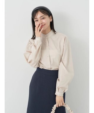earth music&ecology Ｔ／Ｃ　スタンドフリルブラウス Light Beige