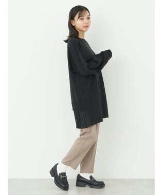 earth music&ecology バックヘムプリーツチュニック Black