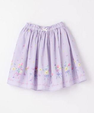 ANY KIDS フラワー ブーケ プリント スカパン ラベンダー系