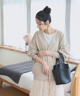 WEGO 【ユニセックス着用ITEM/MLサイズ展開】ドロップショルダーカーディガン ライトベージュ