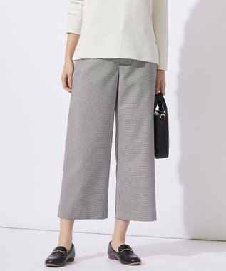 J.PRESS LADIES L 【洗える】シャークスキンハウンドトゥース セミワイド パンツ ブラックチェック系3