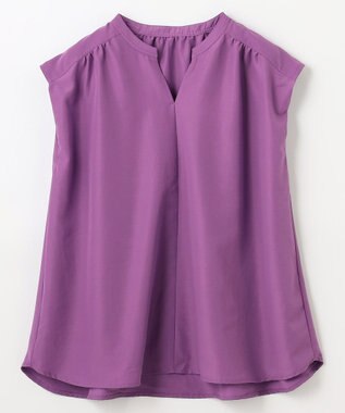 ANY ギャザーショートスリーブブラウス パープル