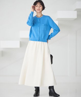 23区 L 【洗える】フルーフィーツイル フレア スカート アイボリー系