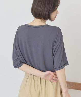 AMERICAN HOLIC 【先行予約】【マルチ機能】配色ステッチルーズTシャツ Chacoal Gray