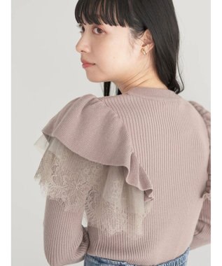 earth music&ecology ショルダーチュールレースプルオーバー Mocha