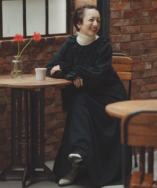 #Newans 【前後着用可能】【高山都さんコラボ】ビッグカラー２WAYブラウス ブラック