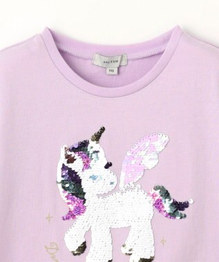 ANY KIDS ミラクルスパンコール 半袖 Tシャツ ラベンダー×ユニコーン