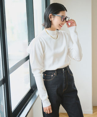 #Newans 【洗える】スクエアショルダーポイントニット ホワイト