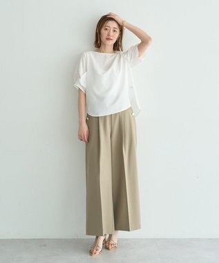 YECCA VECCA パールタックスリーブブラウス Off White
