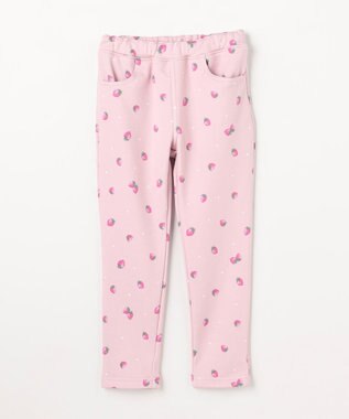 ANY KIDS 7days 裏シャギー 総柄ガーリーパンツ ピンクベージュ×イチゴ