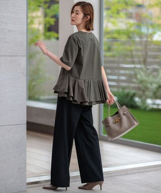 23区 【CLASSY.11月号掲載/洗える】ドライ2WAYストレッチ ワイドパンツ ブラック系