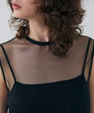 BEIGE， 【洗える・GISELe 4月号掲載】KALMIA / ノースリーブチュールドレス Black